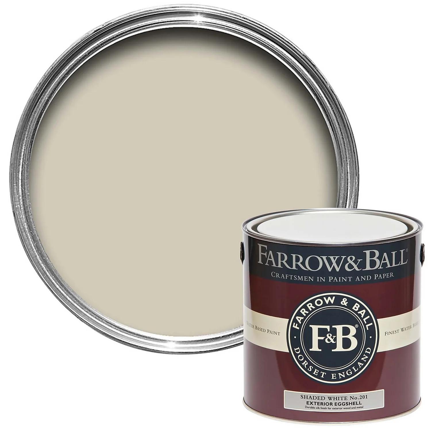 Farrow & Ball Exterior Eggshell Paint Shaded White - 2.5L 1 Farrow & Ball Exterior Eggshell Paint Shaded White - 2.5L