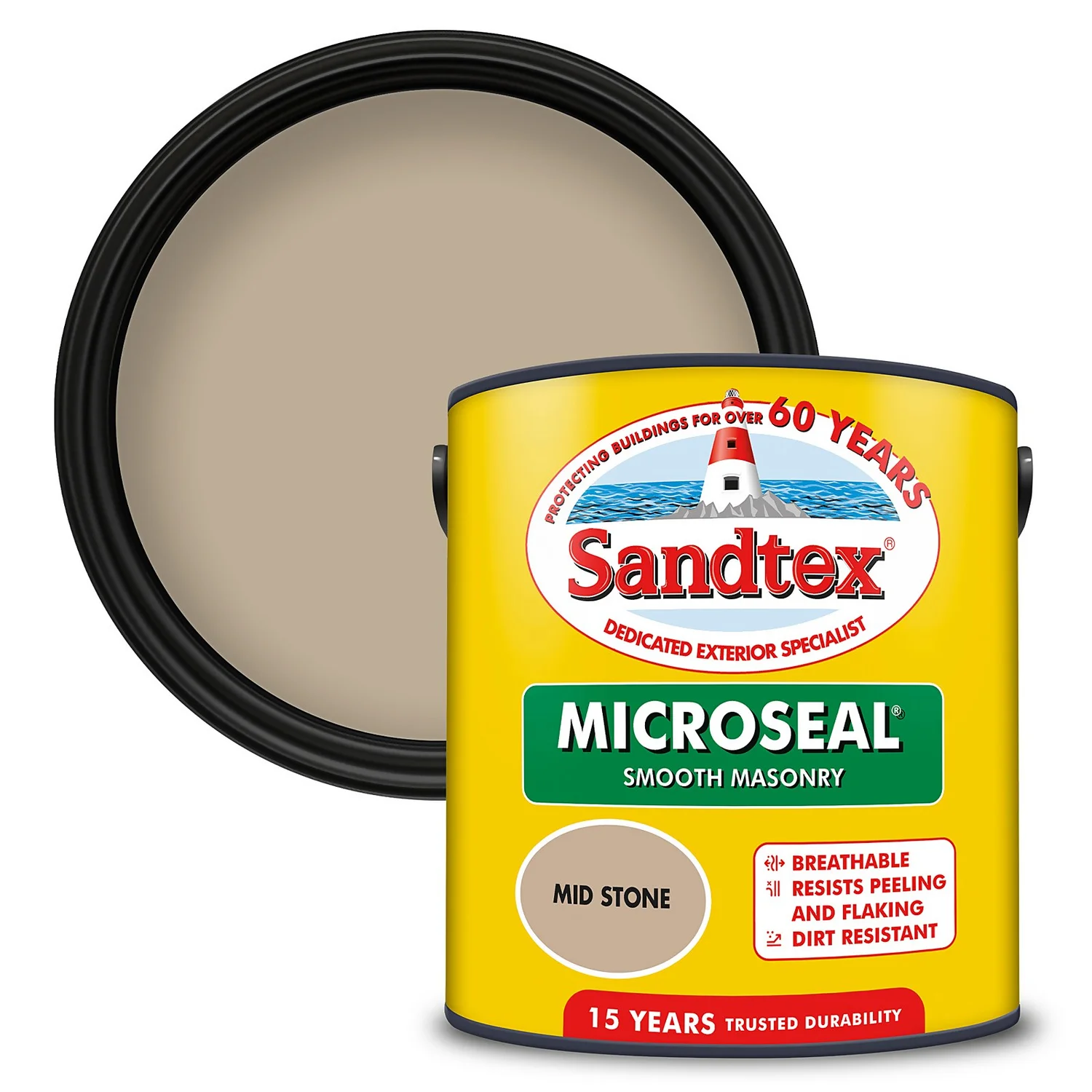 Sandtex® Ultra Smooth Masonry Paint Mid Stone - 2.5L 1 Sandtex® Ultra Smooth Masonry Paint Mid Stone - 2.5L