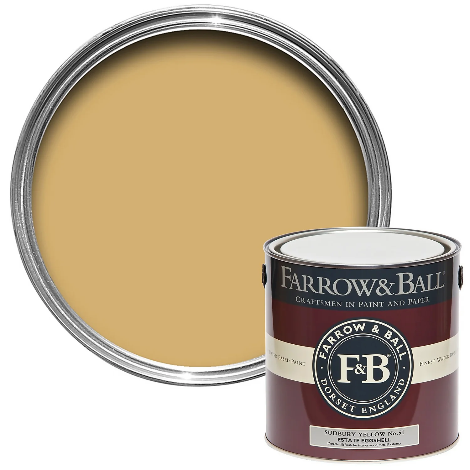 Farrow & Ball Estate Eggshell Paint Sudbury Yellow - 2.5L 1 Farrow & Ball Estate Eggshell Paint Sudbury Yellow - 2.5L