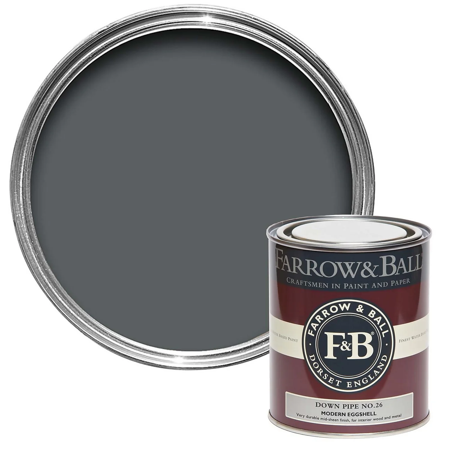 Farrow & Ball Modern Eggshell Paint Down Pipe - 750ml 1 Farrow & Ball Modern Eggshell Paint Down Pipe - 750ml
