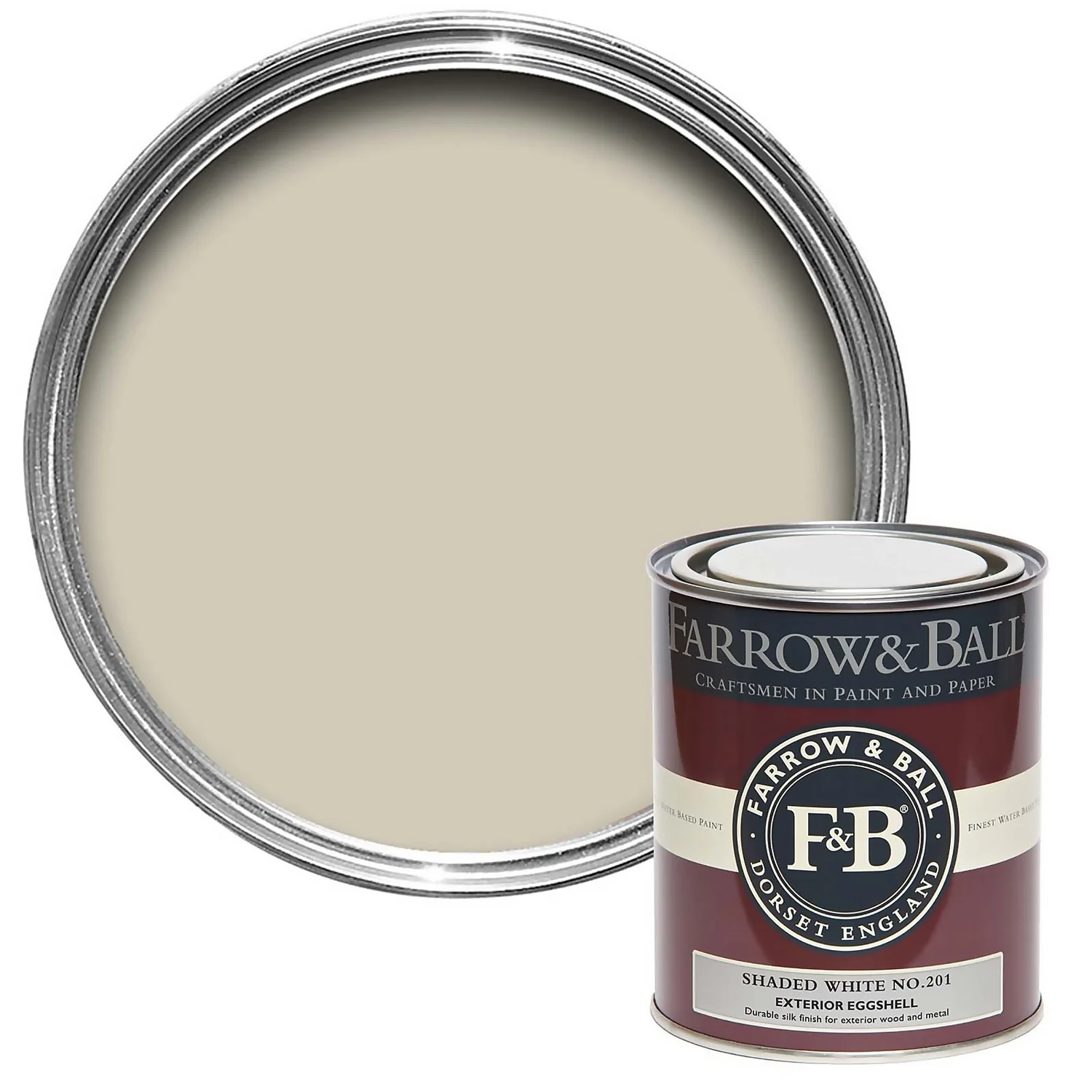 Farrow & Ball Exterior Eggshell Paint Shaded White - 750ml 1 Farrow & Ball Exterior Eggshell Paint Shaded White - 750ml