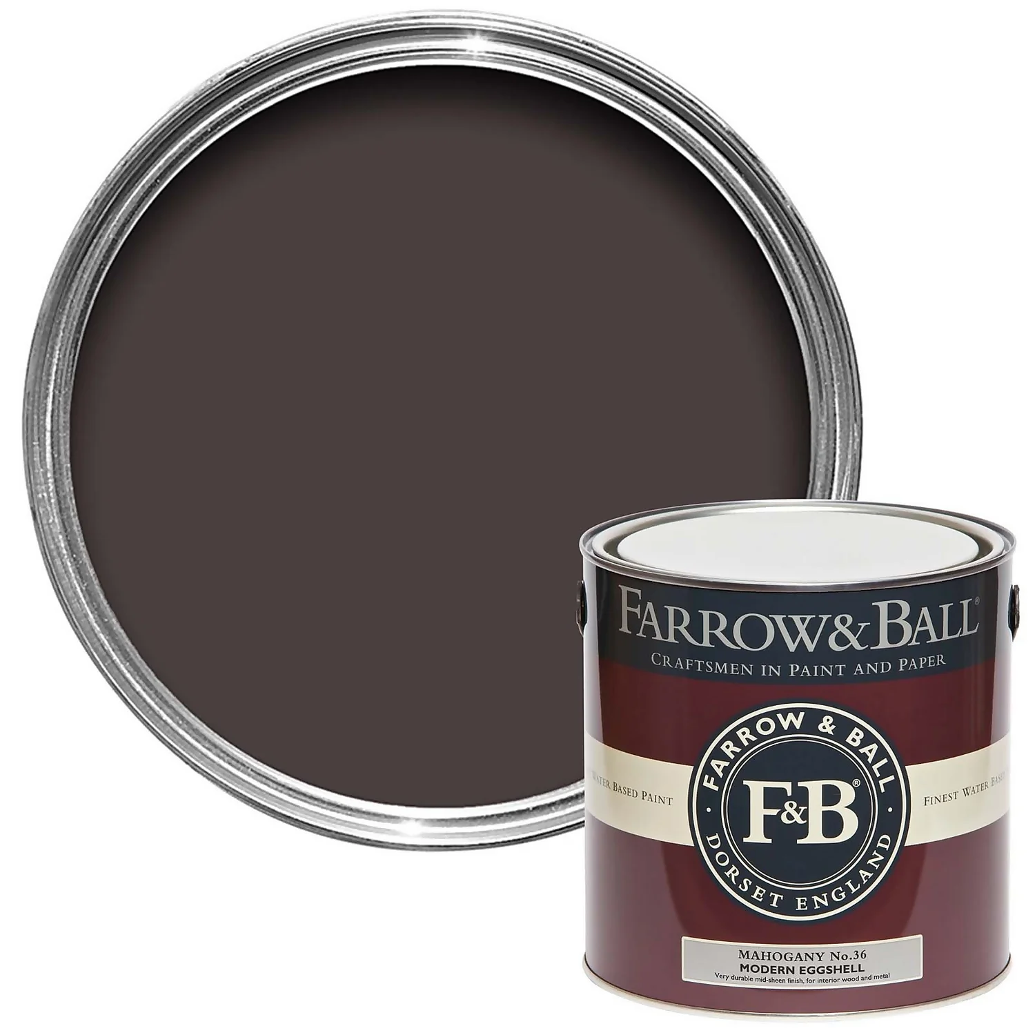 Farrow & Ball Modern Eggshell Paint Mahogany - 2.5L 1 Farrow & Ball Modern Eggshell Paint Mahogany - 2.5L