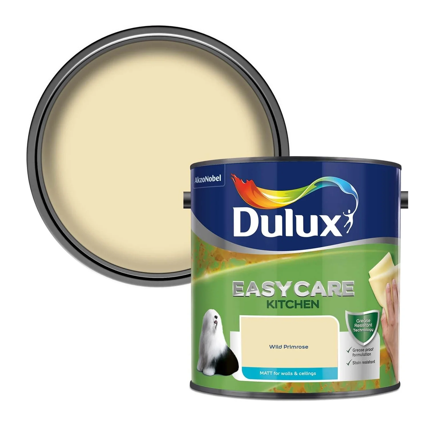 Dulux Easycare Kitchen Wild Primrose Matt Paint - 2.5L 1 Dulux Easycare Kitchen Wild Primrose Matt Paint - 2.5L