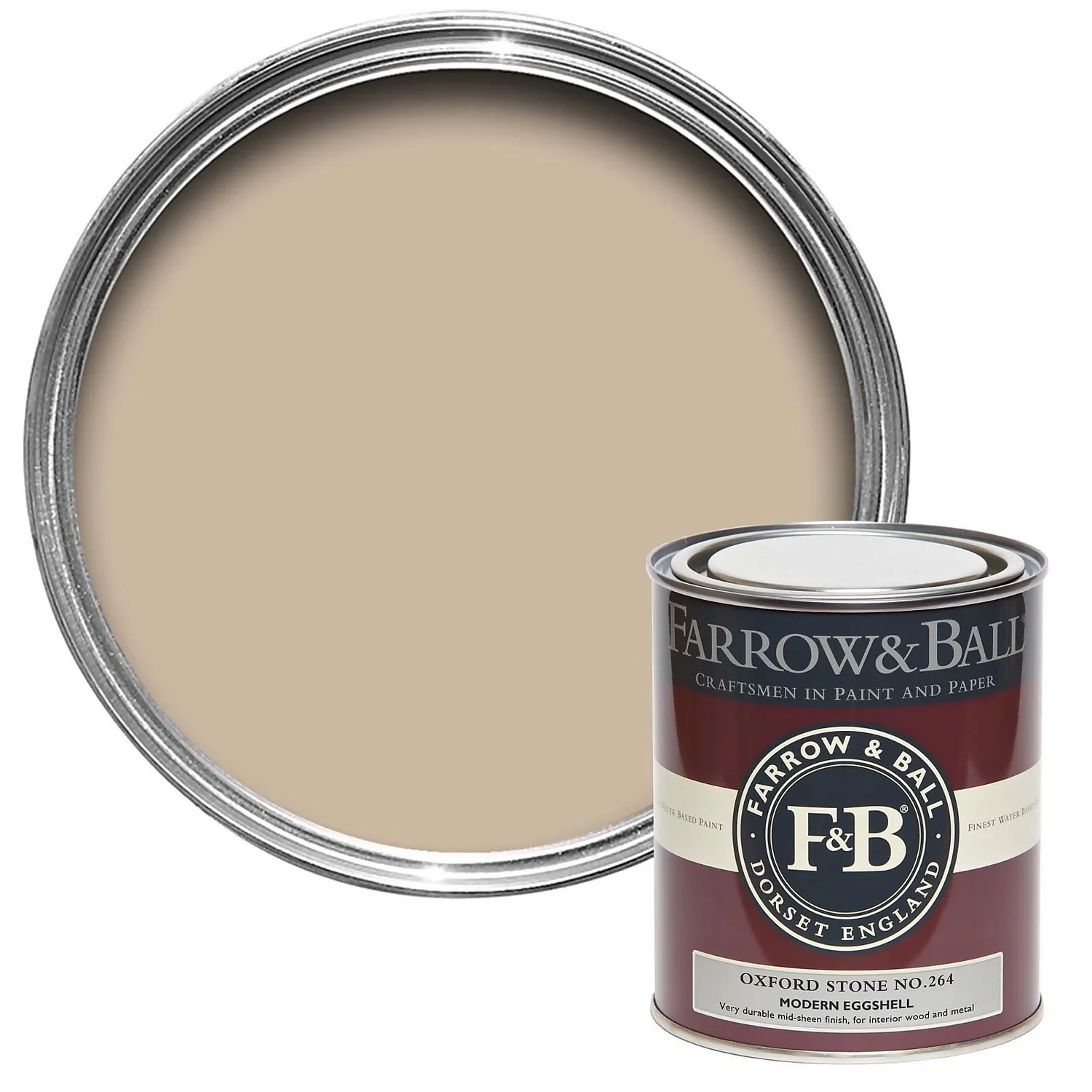 Farrow & Ball Modern Eggshell Paint Oxford Stone - 750ml 1 Farrow & Ball Modern Eggshell Paint Oxford Stone - 750ml