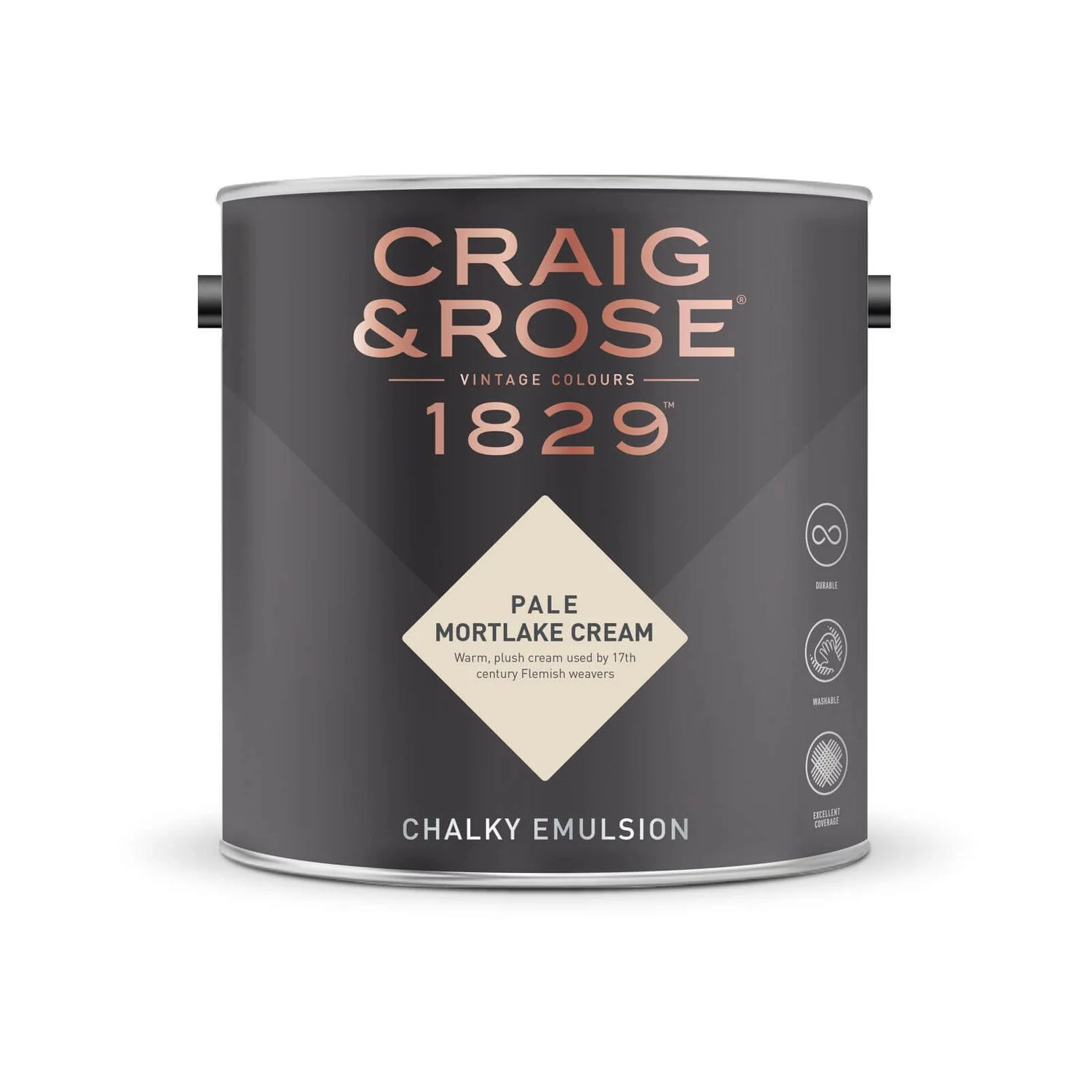 Craig & Rose 1829 Chalky Matt Emulsion Paint Pale Mortlake Cream - 2.5L 2 Craig & Rose 1829 Chalky Matt Emulsion Paint Pale Mortlake Cream - 2.5L - Image 2