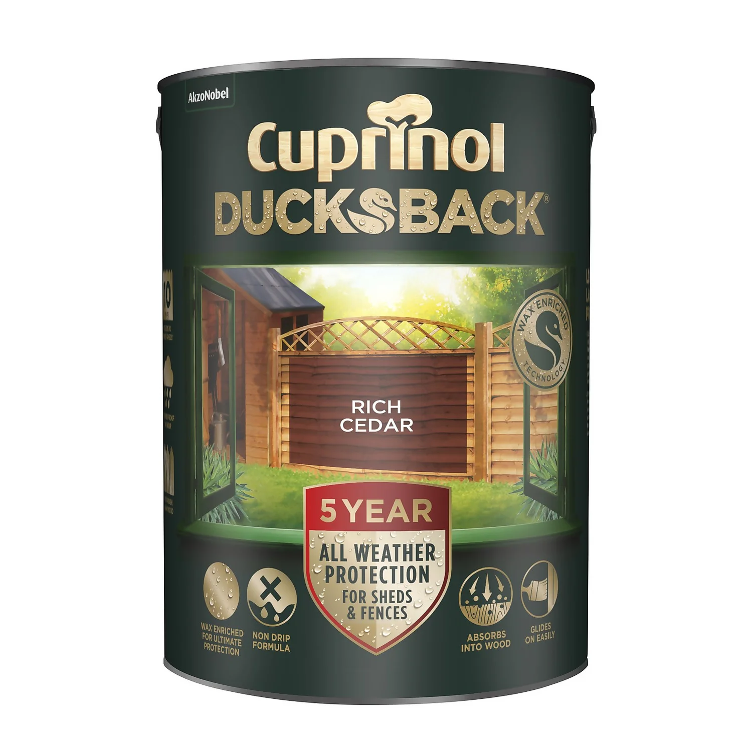 Cuprinol 5 Year Ducksback - Rich Cedar - 5L 1 Cuprinol 5 Year Ducksback - Rich Cedar - 5L