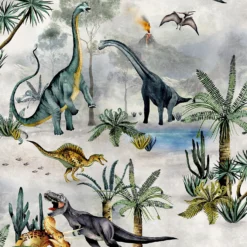Belgravia Décor Dinosaur Kingdom Smooth Grey Wallpaper