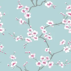 Fresco Apple Blossom Wallpaper - Blue