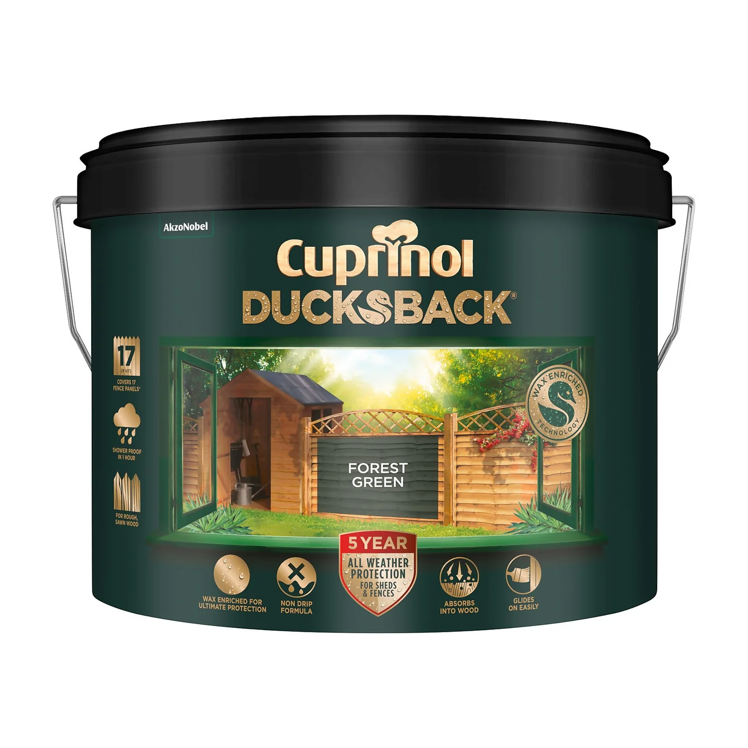 Cuprinol 5 Year Ducksback - Forest Green - 9L 1 Cuprinol 5 Year Ducksback - Forest Green - 9L