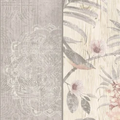 Belgravia Decor Rosa Smooth Fern Panel Blush And Grey Wallpaper