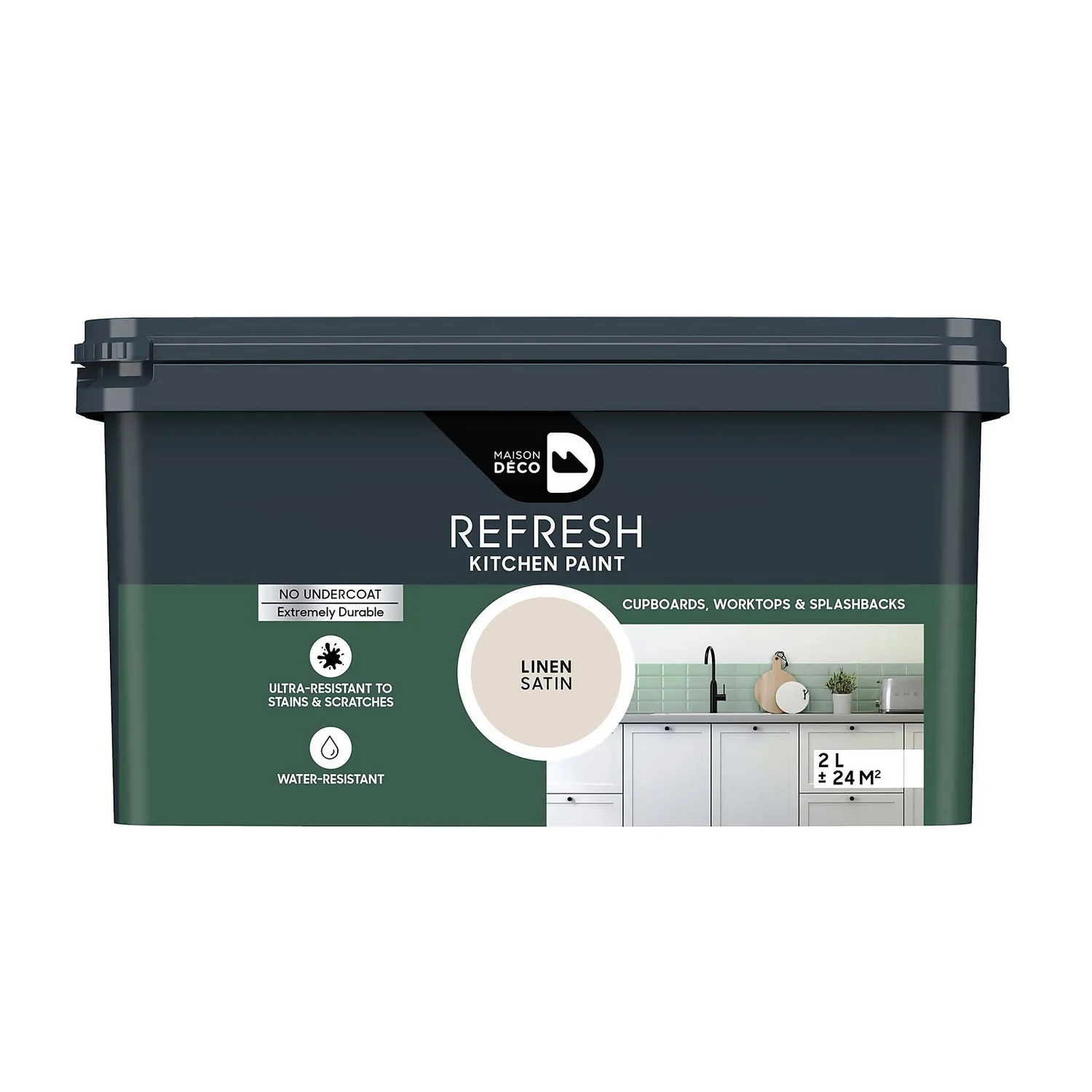 Maison Deco Refresh Kitchen Cupboards, Worktops & Splashbacks Paint Linen - 2L 1 Maison Deco Refresh Kitchen Cupboards, Worktops & Splashbacks Paint Linen - 2L