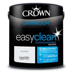 Crown Easyclean® Mouldguard+ Bathroom Mid Sheen Washable Multi Surface Paint Clay White® - 2.5L -Perfect Paints Shop 12886759 1574853415808143