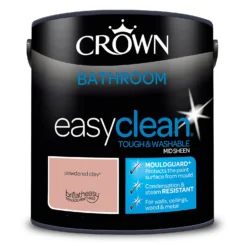Crown Easyclean® Mouldguard+ Bathroom Mid Sheen Washable Multi Surface Paint Powdered Clay® - 2.5L -Perfect Paints Shop 12886767 5714853416006506
