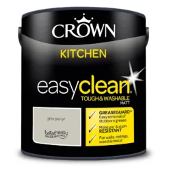 Crown Easyclean®Greaseguard+ Kitchen Matt Washable Multi Surface Paint Grey Putty® - 2.5 L -Perfect Paints Shop 12886961 9964853416487193