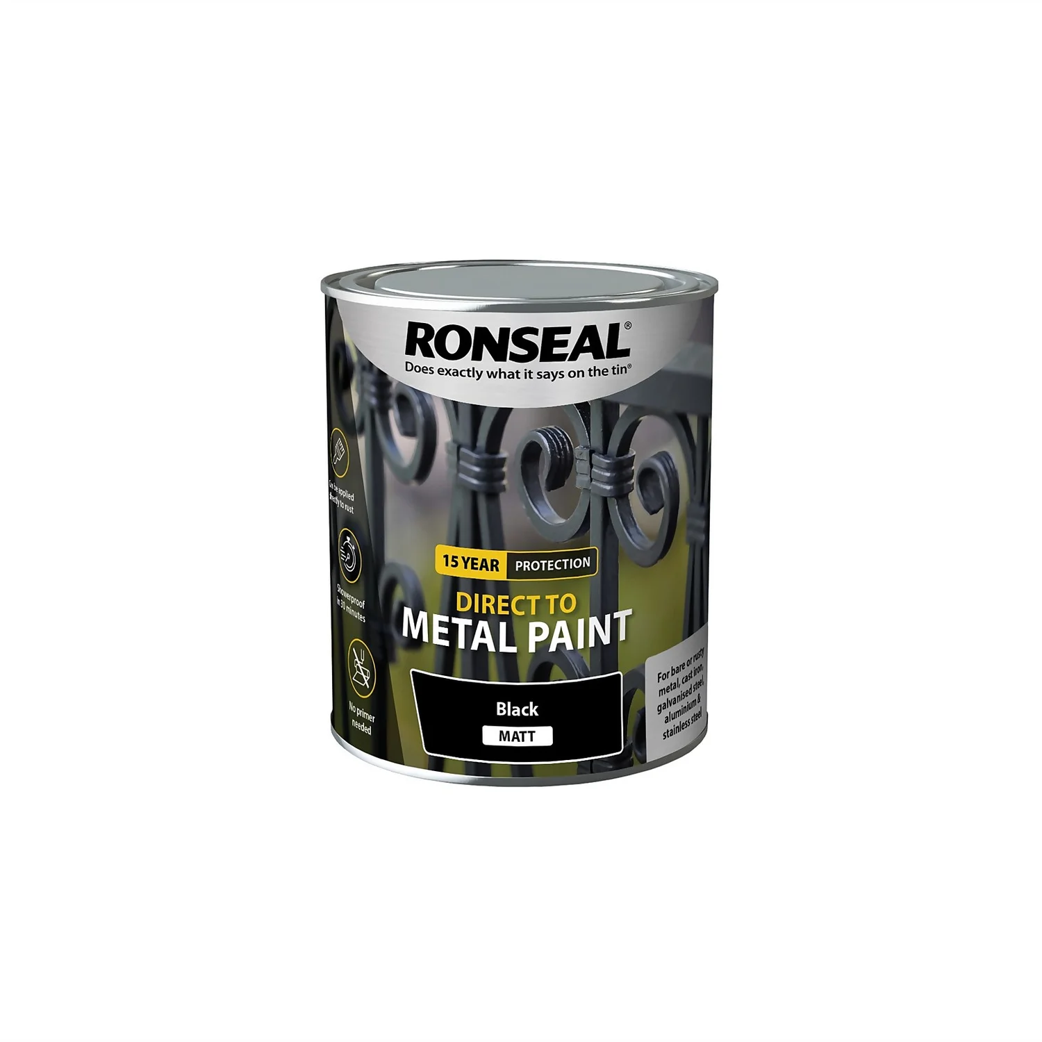 Ronseal Direct Metal Paint Black Matt 750ml 1 Ronseal Direct Metal Paint Black Matt 750ml