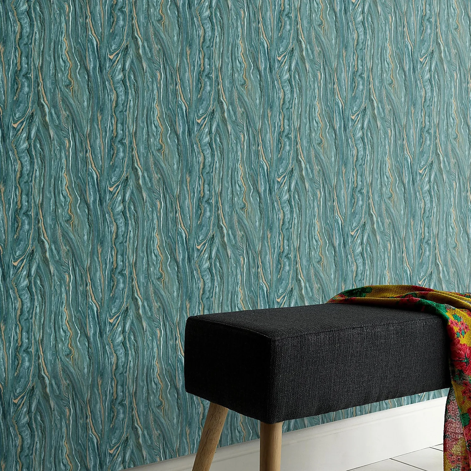 Elle Decoration Marble Teal Gold Wallpaper 2 Elle Decoration Marble Teal Gold Wallpaper - Image 2