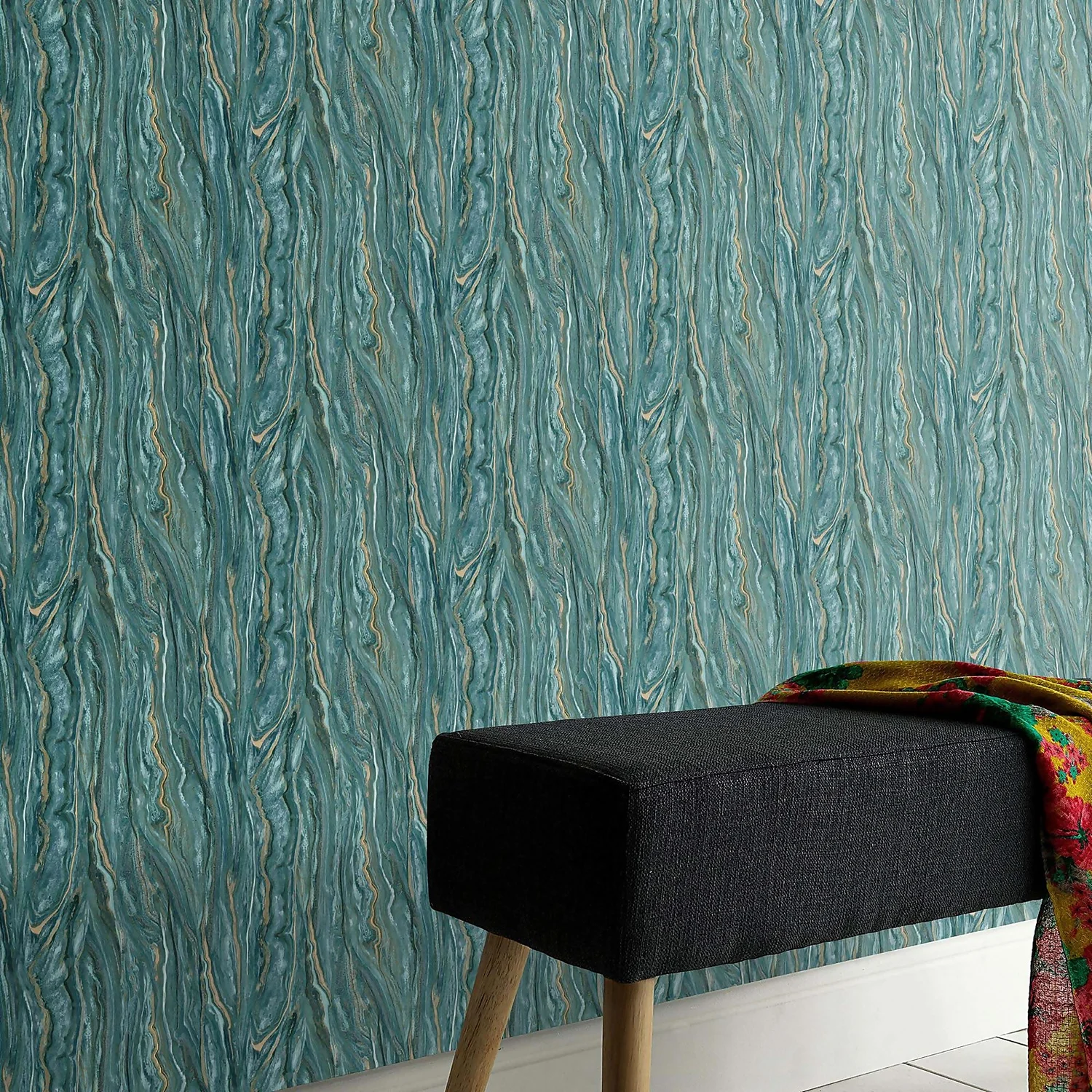 Elle Decoration Marble Teal Gold Wallpaper 3 Elle Decoration Marble Teal Gold Wallpaper - Image 3