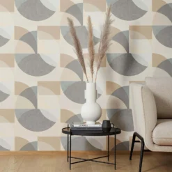 Elle Decoration Geometric Grey Cream Wallpaper -Perfect Paints Shop 13027930 9044973365084287