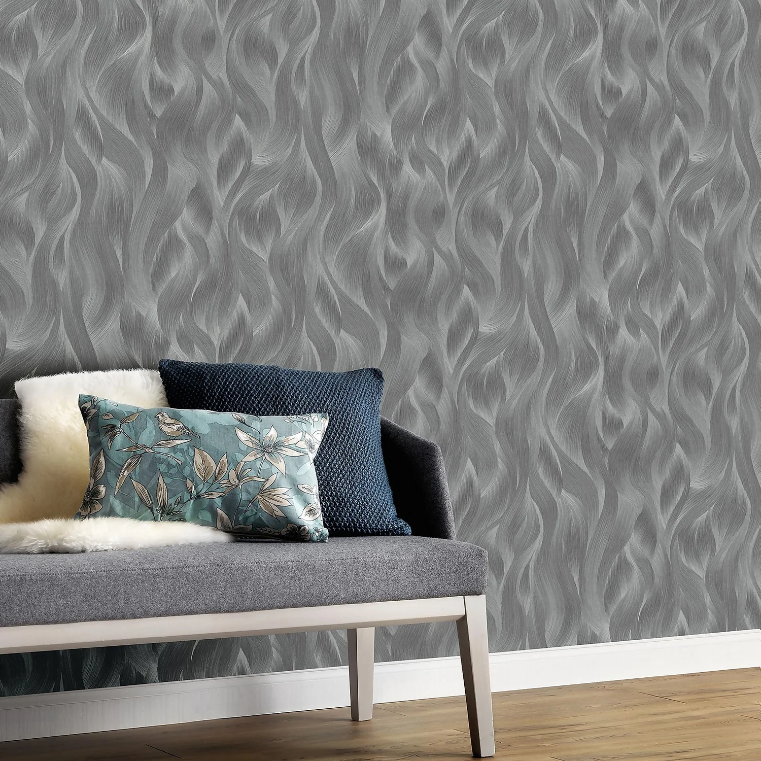 Elle Decoration Wave Silver Grey Wallpaper 2 Elle Decoration Wave Silver Grey Wallpaper - Image 2