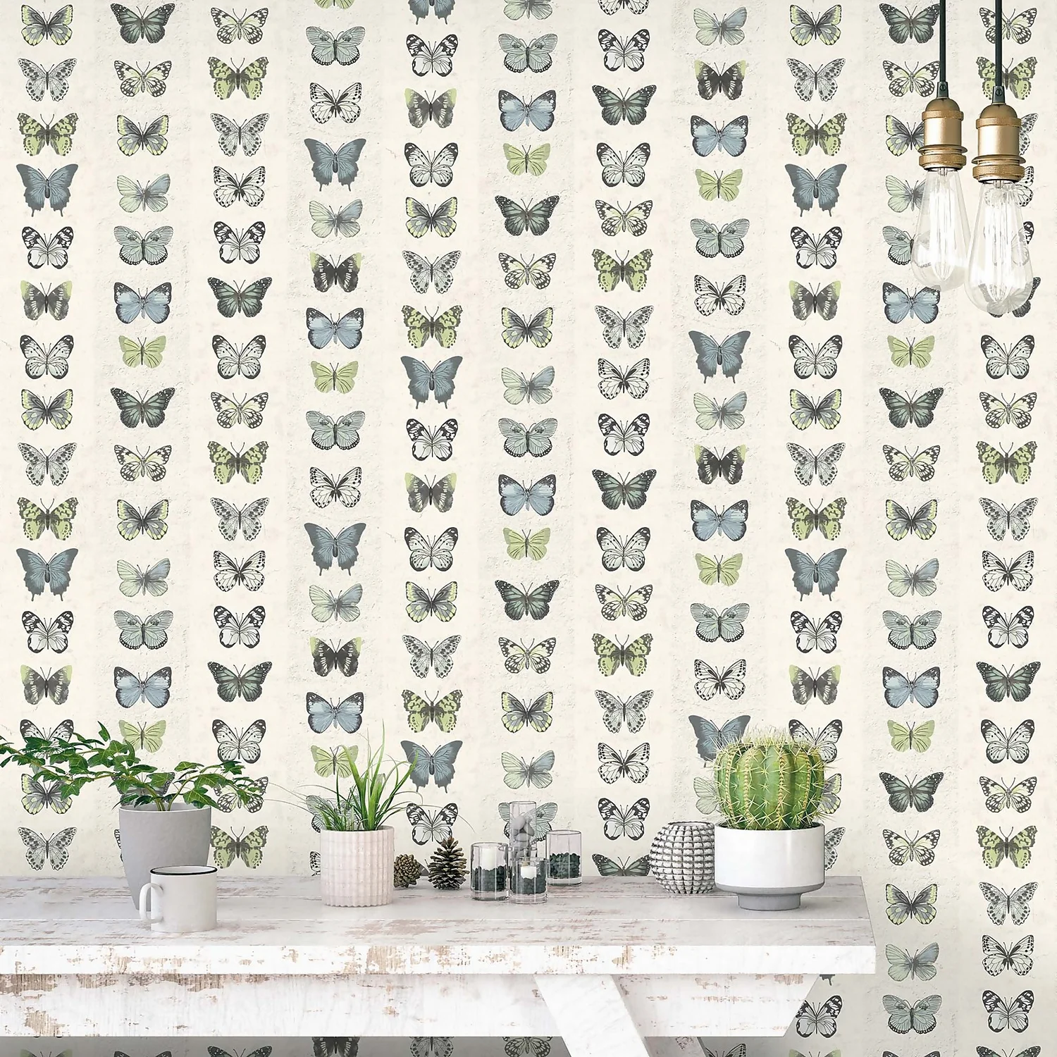 Organic Textures Jewel Butterflies Green Wallpaper 2 Organic Textures Jewel Butterflies Green Wallpaper - Image 2