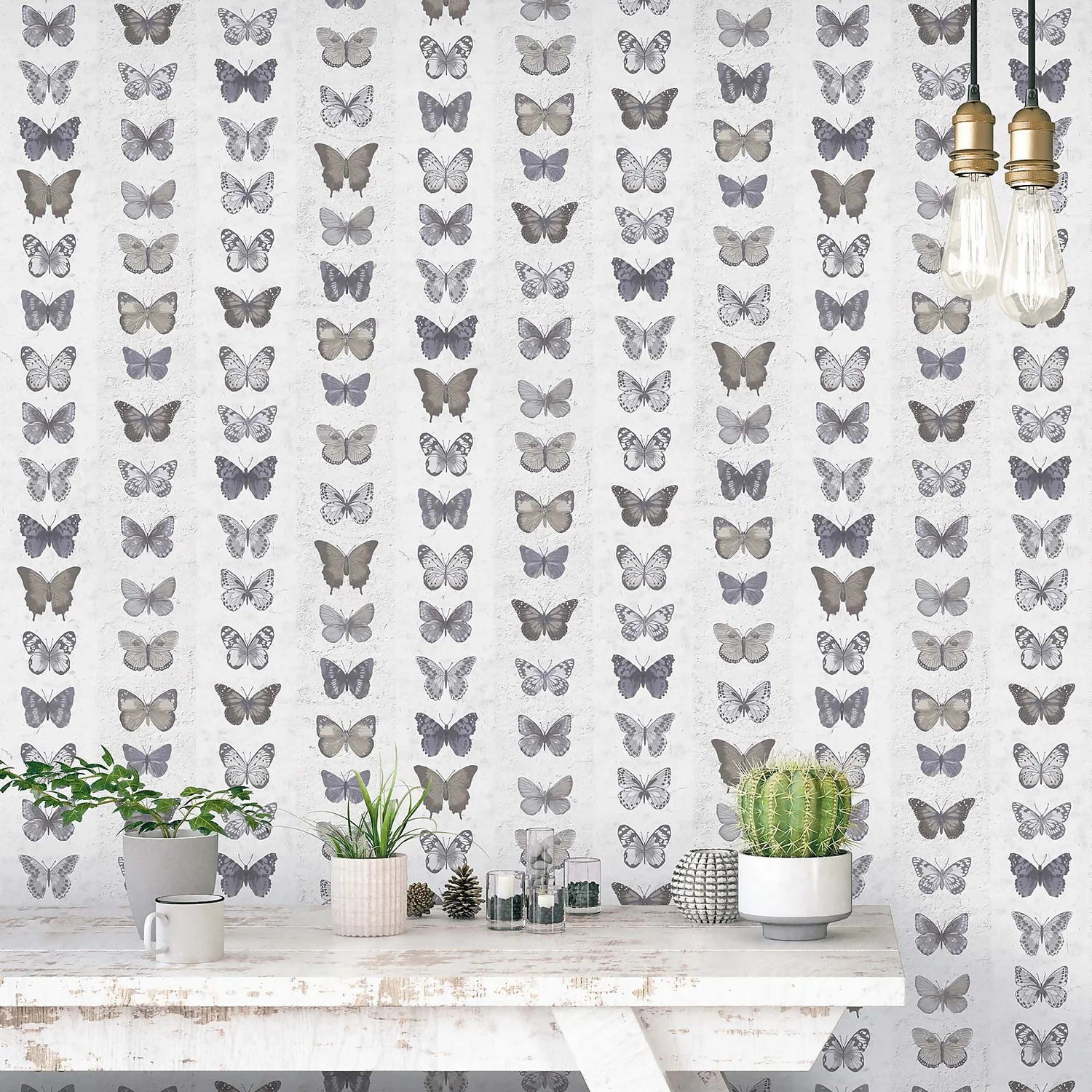 Organic Textures Jewel Butterflies Grey Wallpaper 2 Organic Textures Jewel Butterflies Grey Wallpaper - Image 2