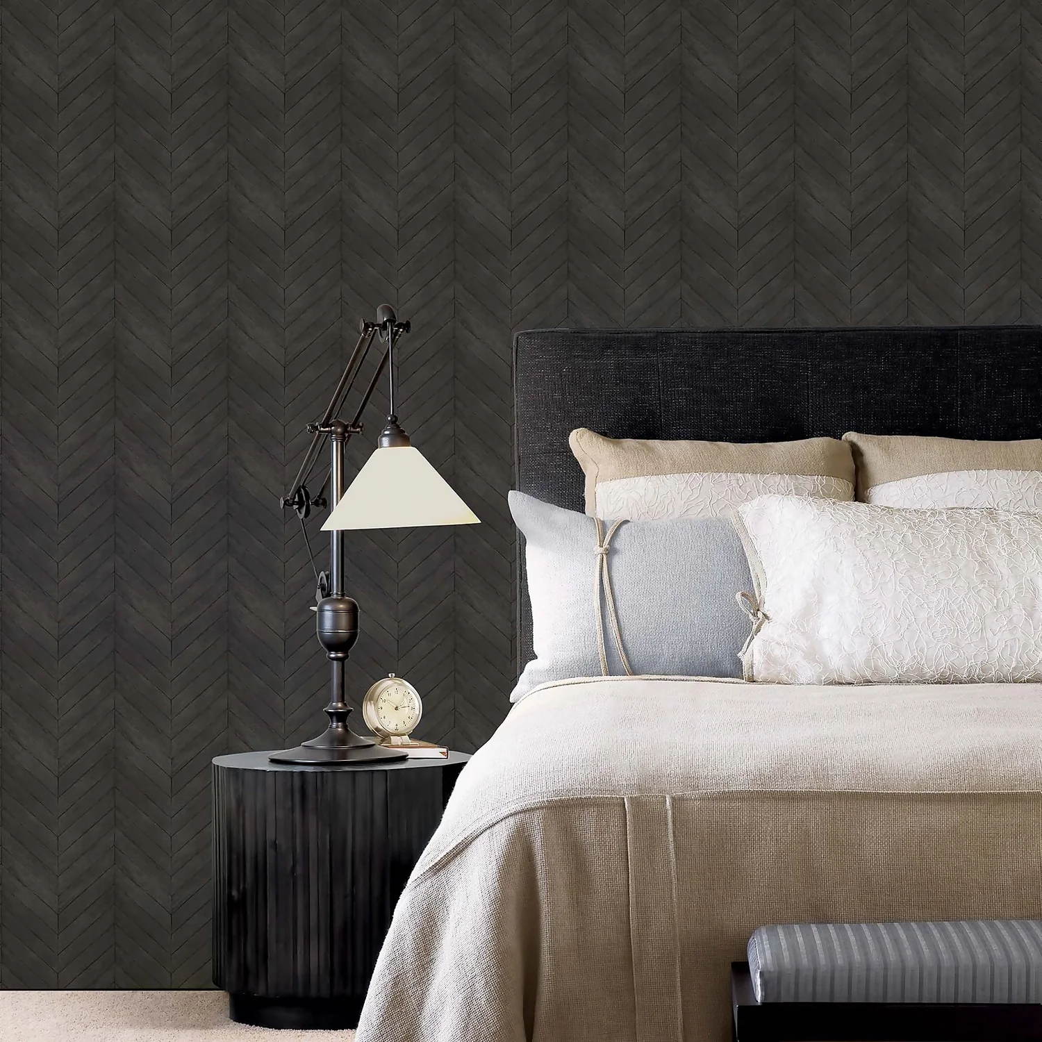 Organic Textures Chevron Wood Black Wallpaper 2 Organic Textures Chevron Wood Black Wallpaper - Image 2