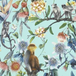 Organic Textures Lemur Turquoise Wallpaper Sample