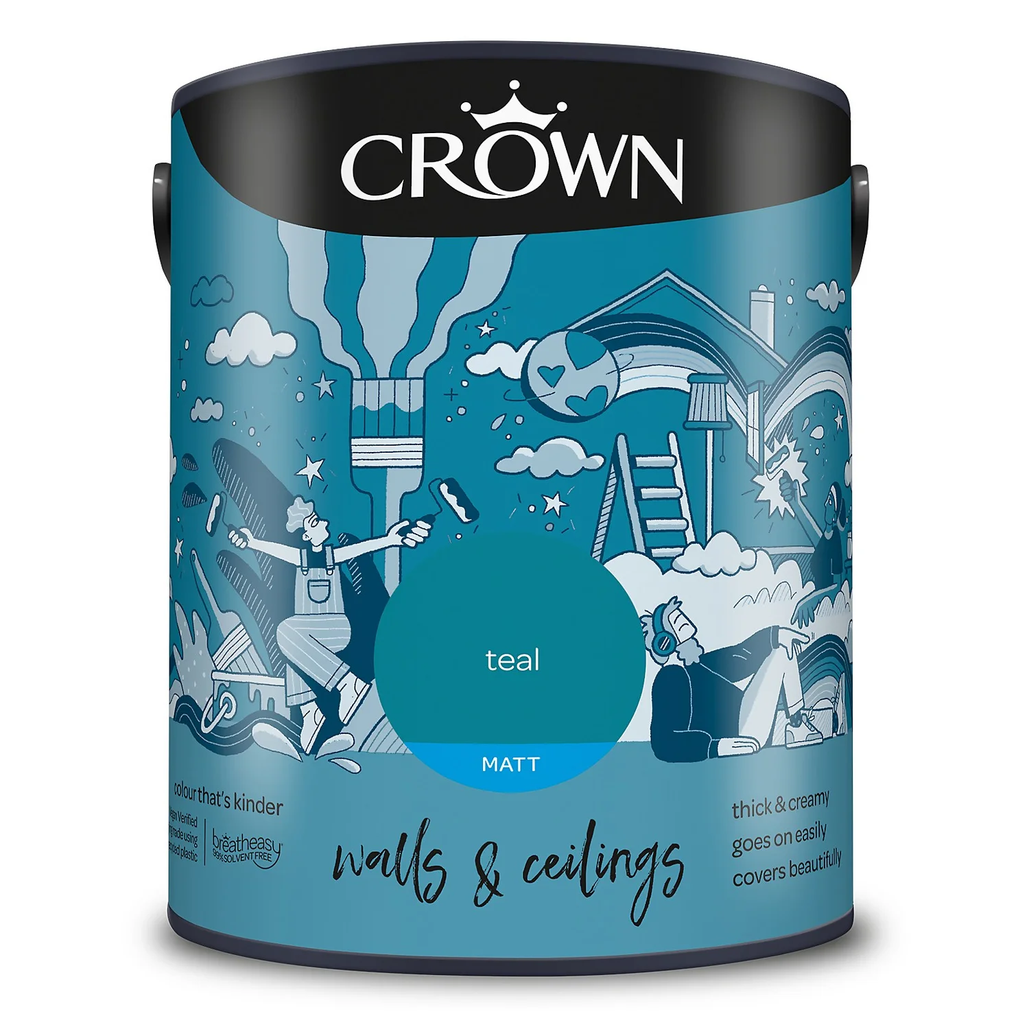 Crown Matt Emulsion Paint Teal - 5L 9 Crown Matt Emulsion Paint Teal - 5L - Image 9