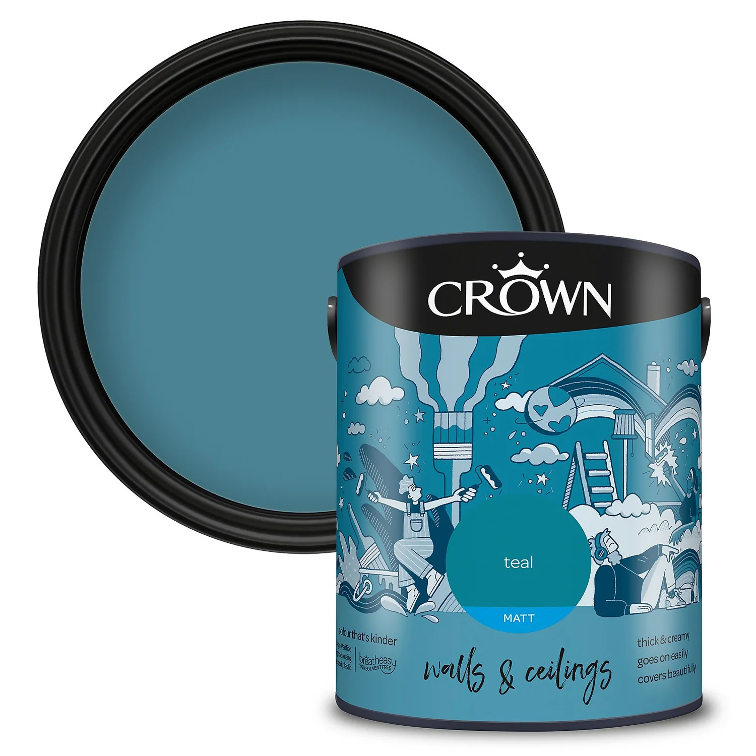 Crown Matt Emulsion Paint Teal - 5L 1 Crown Matt Emulsion Paint Teal - 5L