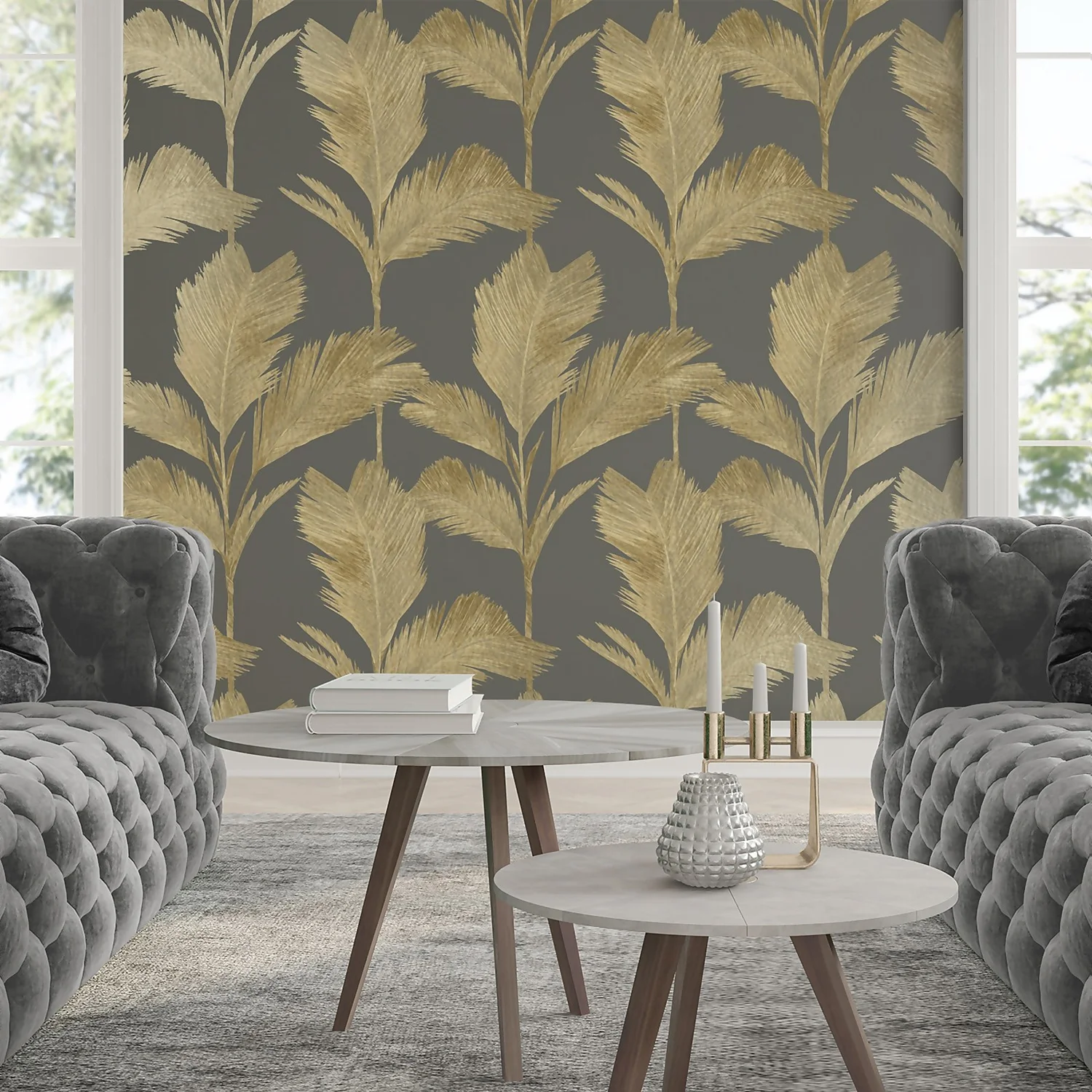 Belgravia Décor Alessia Leaf Textured Charcoal Wallpaper A4 Size Sample 2 Belgravia Décor Alessia Leaf Textured Charcoal Wallpaper A4 Size Sample - Image 2