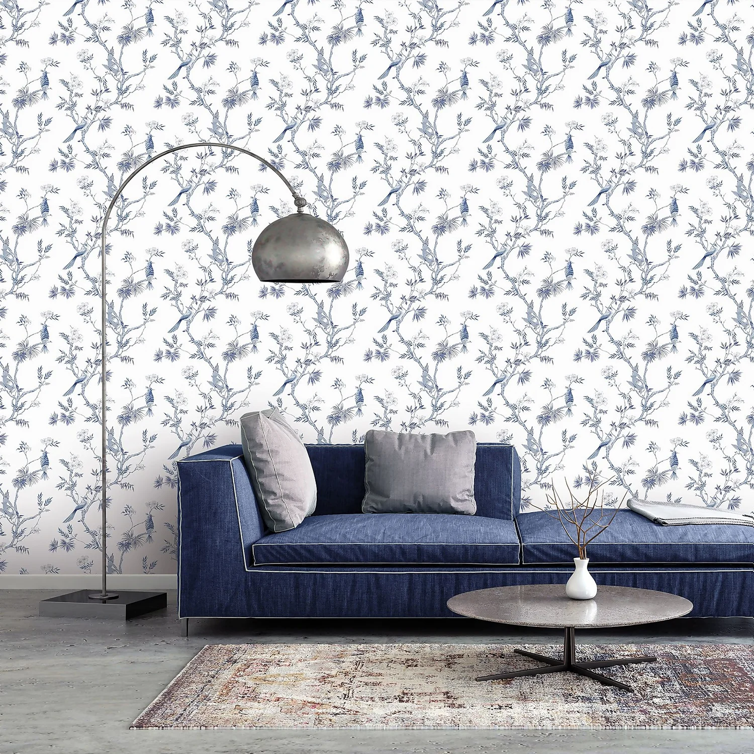 Galerie Chinoiserie Bird Blue Large Wallpaper Sample 2 Galerie Chinoiserie Bird Blue Large Wallpaper Sample - Image 2