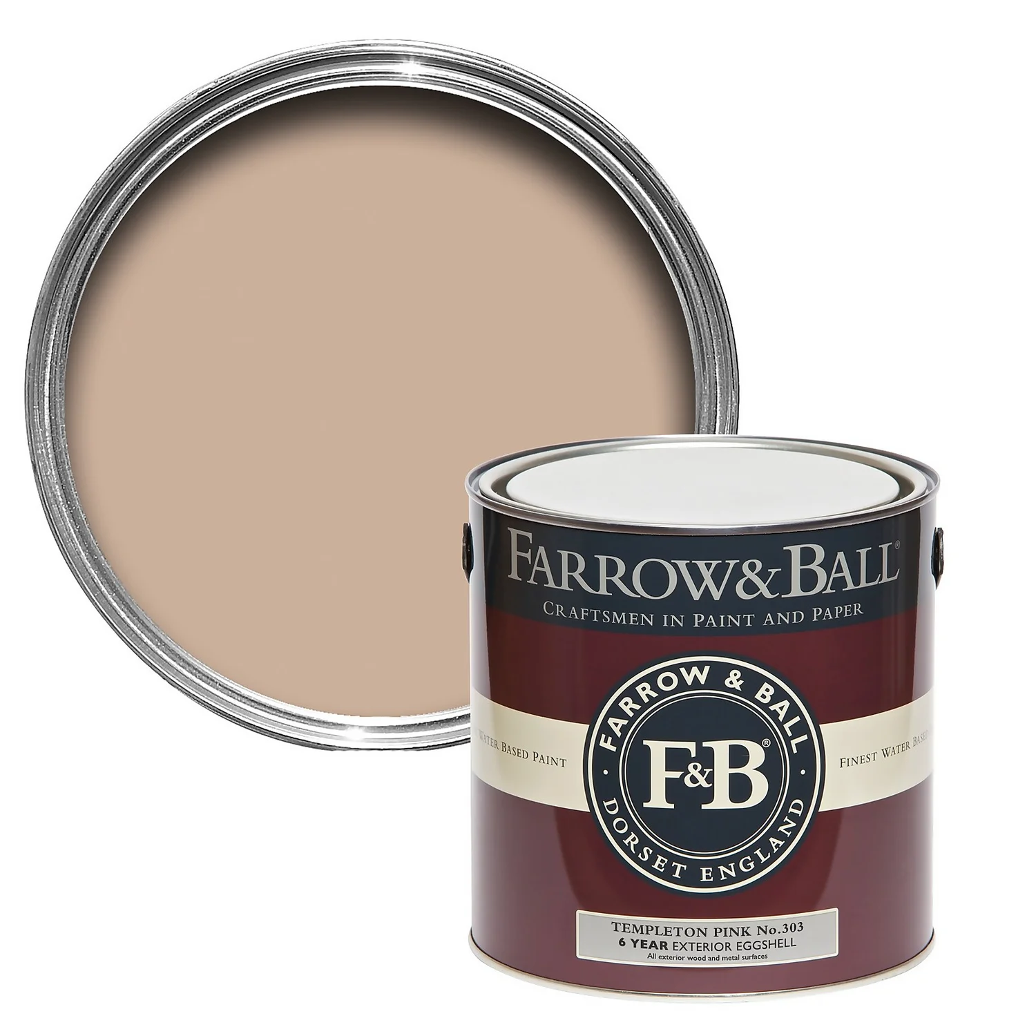 Farrow & Ball Exterior Eggshell Paint No.303 Templeton Pink - 2.5L 1 Farrow & Ball Exterior Eggshell Paint No.303 Templeton Pink - 2.5L