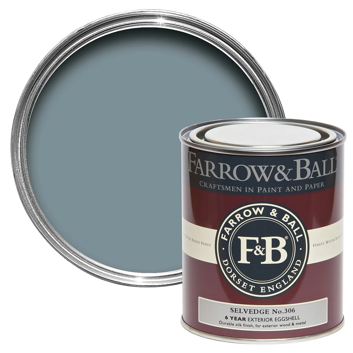 Farrow & Ball Exterior Eggshell Paint No.306 Selvedge - 750ml 1 Farrow & Ball Exterior Eggshell Paint No.306 Selvedge - 750ml