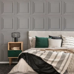 Fresco Wood Panelling Grey Wallpaper -Perfect Paints Shop 13991819 8055003725273266
