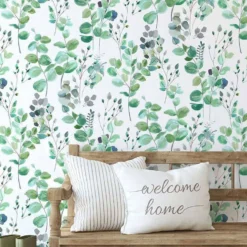 Fresco Watercolour Green Leaves White Grey Wallpaper 9 Fresco Watercolour Green Leaves White Grey Wallpaper -Perfect Paints Shop 13991828 1125003725130025
