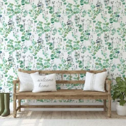 Fresco Watercolour Green Leaves White Grey Wallpaper 8 Fresco Watercolour Green Leaves White Grey Wallpaper -Perfect Paints Shop 13991828 1405003725087989