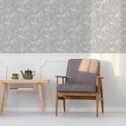 Fresco Artisan Leaf Grey Wallpaper -Perfect Paints Shop 13991879 9315003723178162